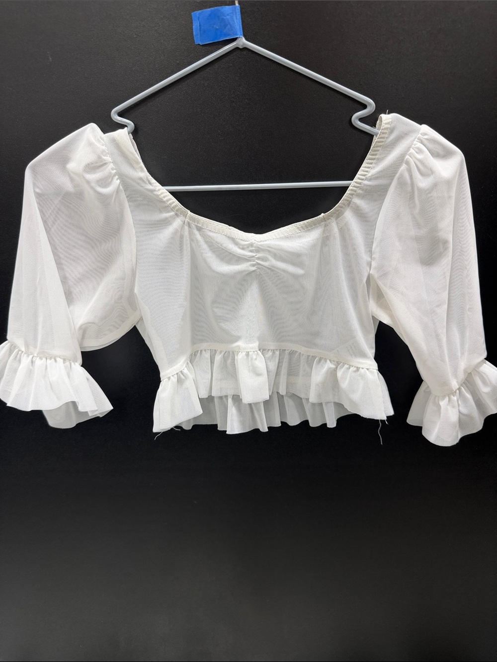 White Puff-Sleeve Ruffle Crop Top MC child